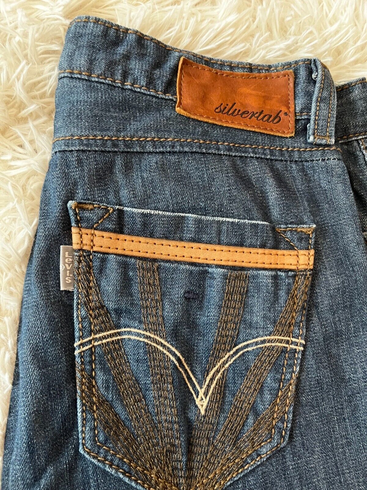 Levis Silvertab Blue Jeans Dark Wash Mens 30x30 Slim Boot Fit Straight Leg Denim