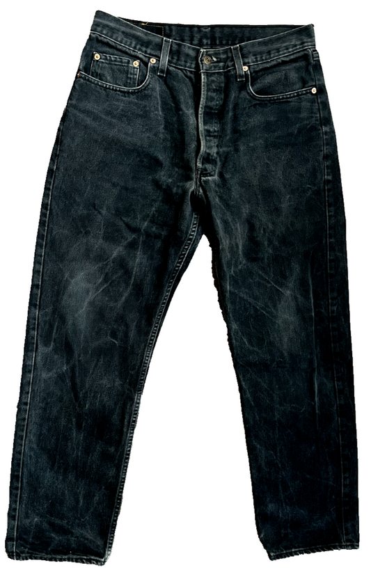 Vintage Levis 618 Black Jeans Men 34x32 Straight Fit Denim Button Fly Orange Tab