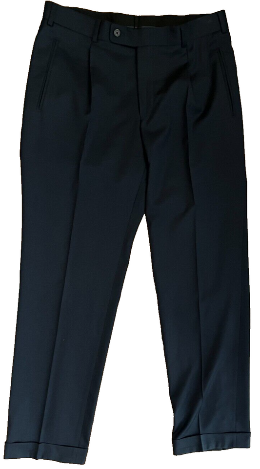Loro Piana Super Wool 120s Maile Black Dress Pants Trousers Check Measurments