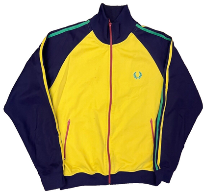 Vintage Fred Perry Track Jacket Full Zip Cotton Blend Streetwear Men Size M