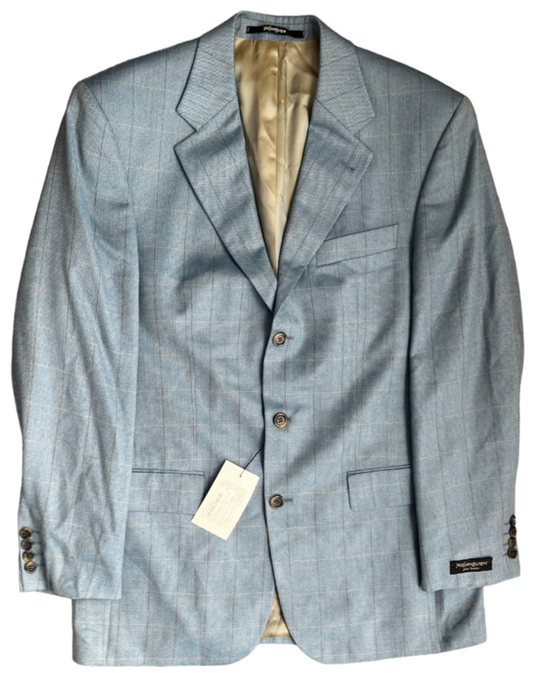 BNWT Yves Saint Laurent YSL Blazer Jacket Blue Modal Wool Blend Men Size 9B