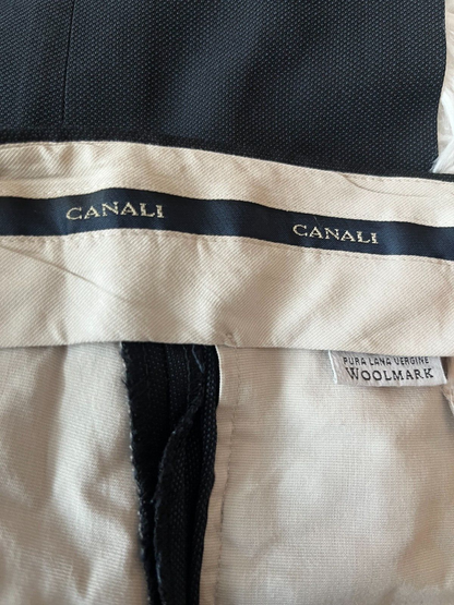 Canali Dress Pants Men Size 54 Black Pure Wool Trousers Made in Italy