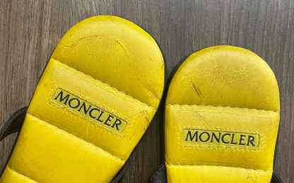 Moncler Sandals Flip Flops Yellow Rubber Leather Women Size 36 Made in Italy