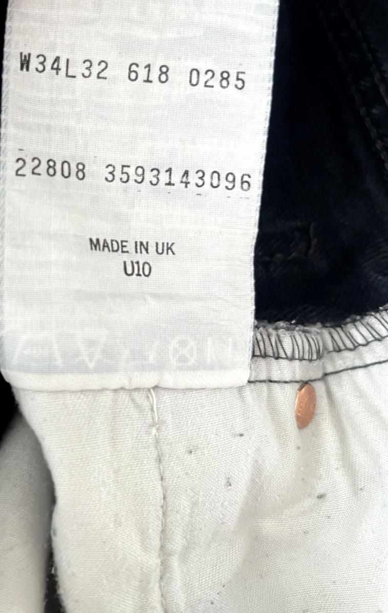 Vintage Levis 618 Black Jeans Men 34x32 Straight Fit Denim Button Fly Orange Tab