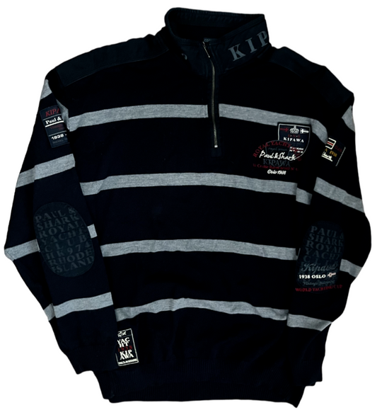 Paul Shark Yachting Jacket Sweater Wool 1/4 Zip Men Size 3XL Check Measurments