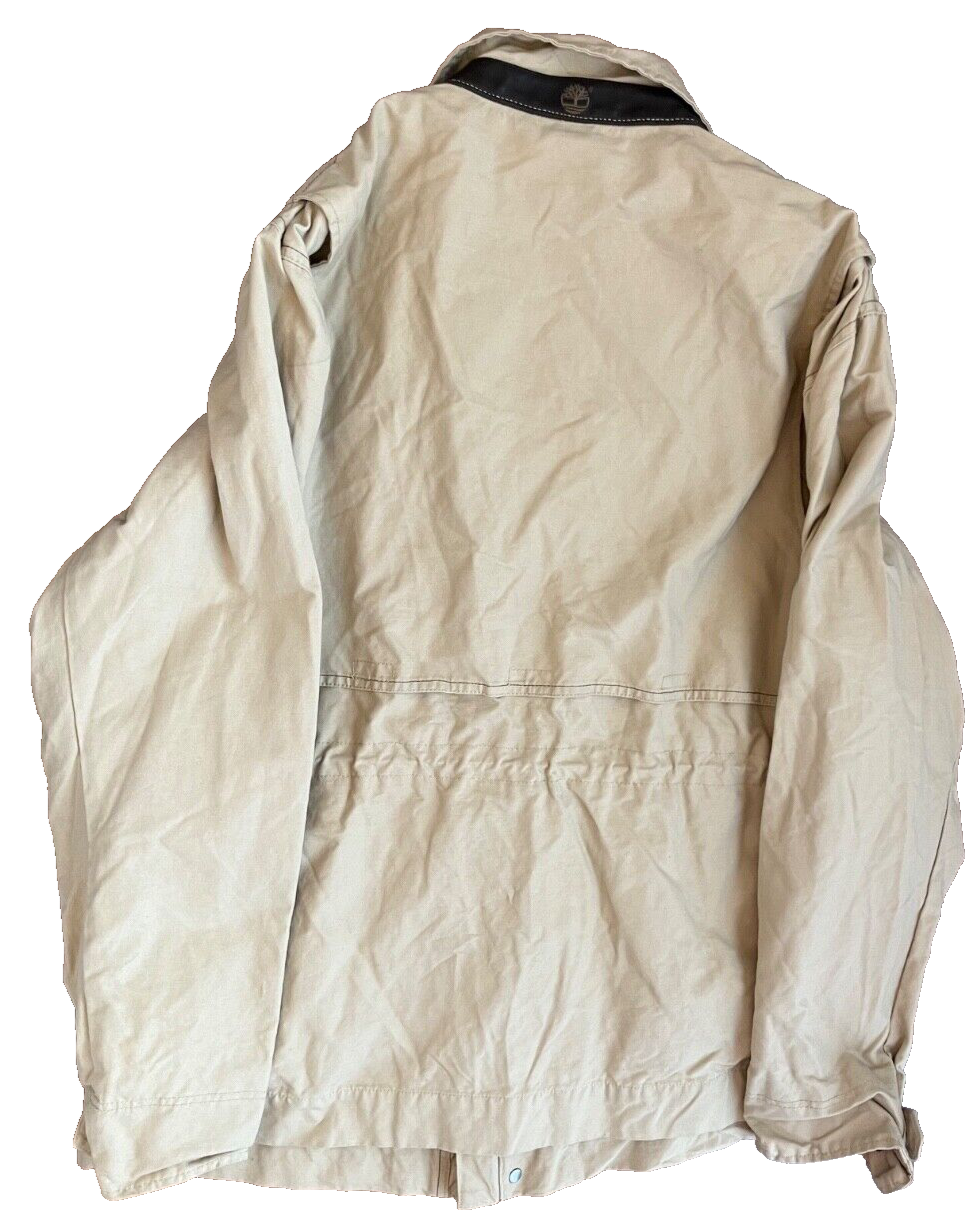 Timberland Jacket Cotton Linen Full Zip Beige Coat Men Size XXL