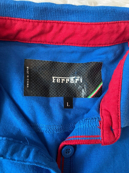 Scuderia Ferrari Jersey Racing F1 Blue Polo Shirt Size Women L