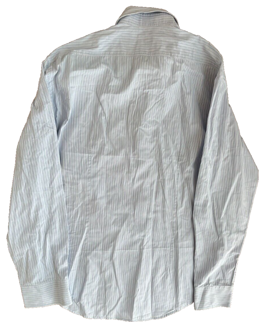Joop! Button Up Shirt Striped White Light Blue Cotton Men Size 41 / 16