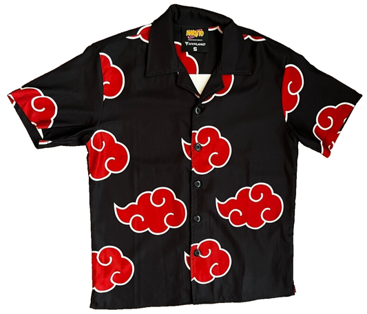 Naruto Button Up Shirt Akatsuki Clouds Hypland Anime Short Sleeve Size Men S