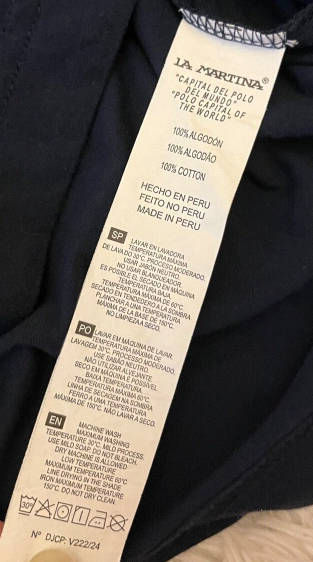 La Martina Polo Shirt Navy Blue Tag Cotton Size Men M