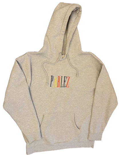 Parlez Hoodie Sweater Pullover Gray Embroidered Drawstring Size Men L