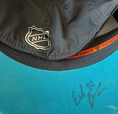 San Jose Sharks NHL 2017 Ice Hockey Hat Full Cap Signed Adidas Fitmax Size S / M