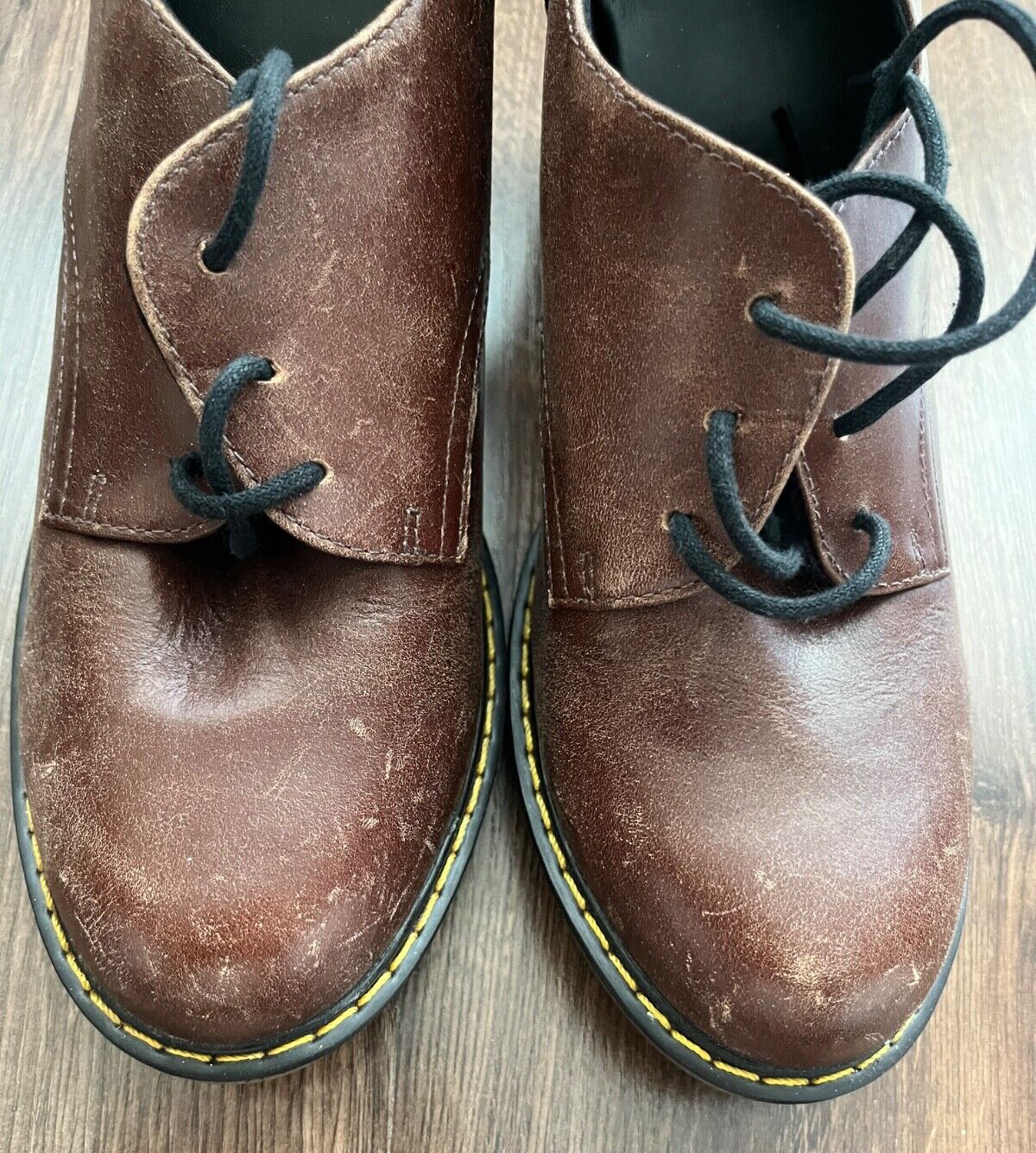 Dr Martens Jinelle Brown Leather Chunky Heel Platform Shoes Women Size 41