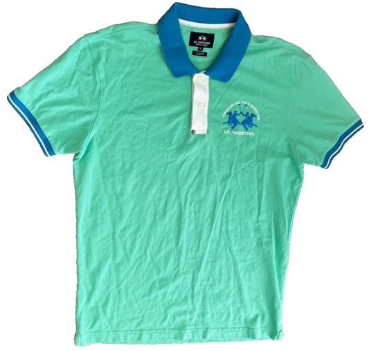 La Martina Buenos Aires Polo Shirt Green Slim Fit Size Men XL