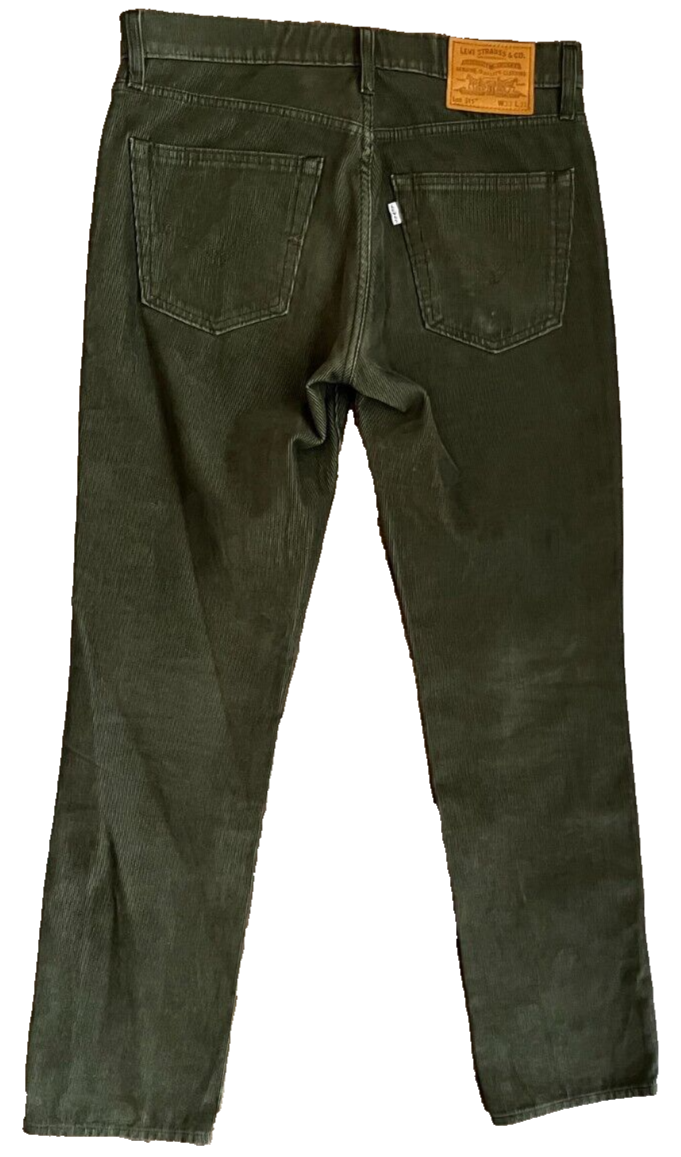 Levis 511 Green Jeans Corduroy Mens 33x32 Slim Fit Straight Leg Denim White Tab