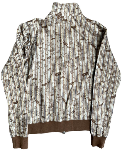 Onitsuka Tiger Asics Cotton Jacket Sweater Full Zip All Over Print Women Size L