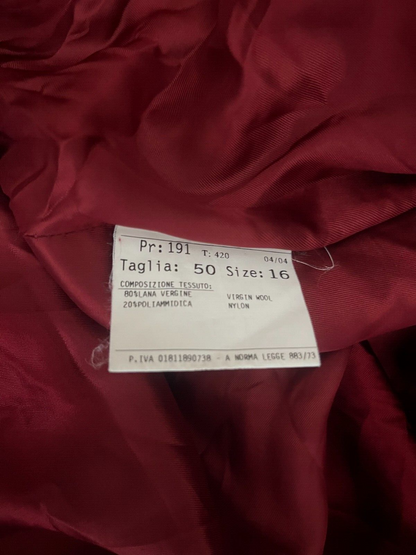 Quattro Piu Virgin Wool Coat Women Red Made in Italy Size 16