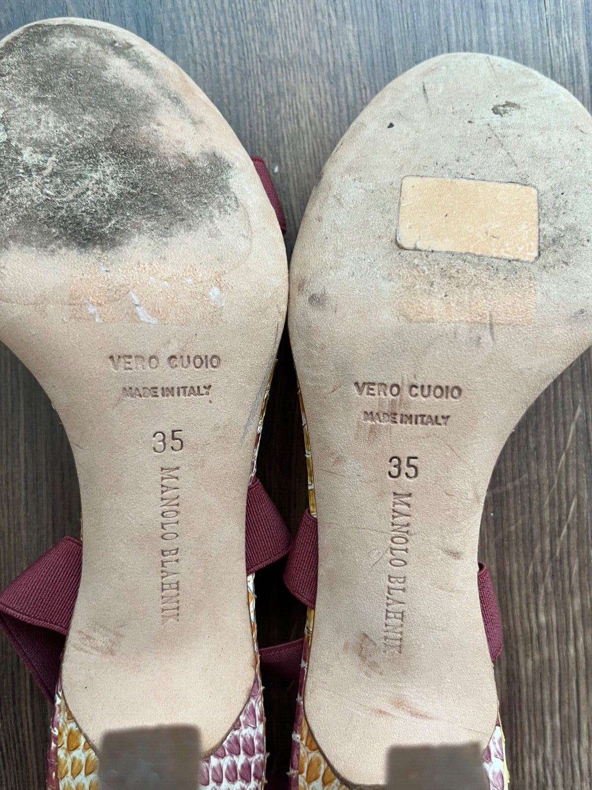 Manolo Blahnik Leather Heel Shoes Pointy Toe Pumps Women Size 35 Made in Italy