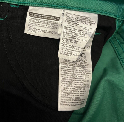 Levi's 511 Jeans Green Denim Slim Fit Straight Leg Size Men 32x34 Black Tab