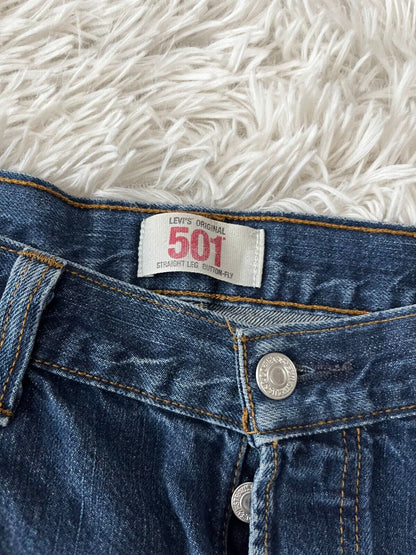 Levis 501 Blue Jeans Mens 33x34 Regular Fit Straight Leg Button Fly Red Tag