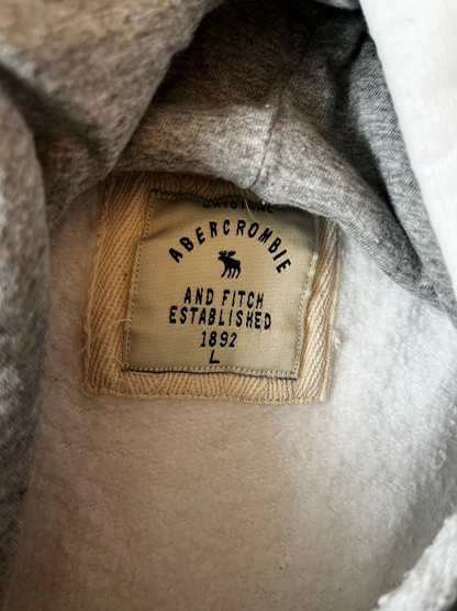 Abercrombie Fitch Hoodie White Big Embroidery Cotton Size Men L Tight Fit