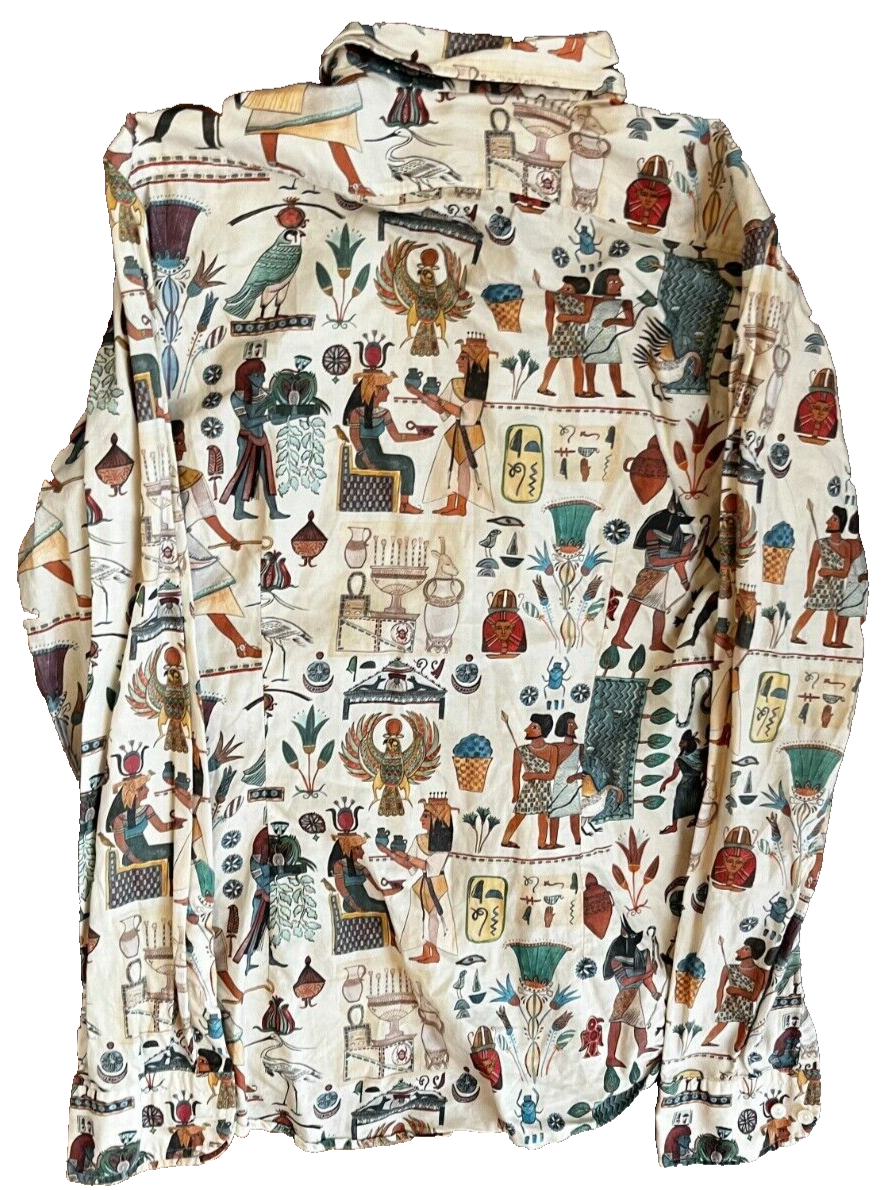 Eton Button Up Shirt Slim Fit Egypt Print Cotton Long Sleeve Size Men M