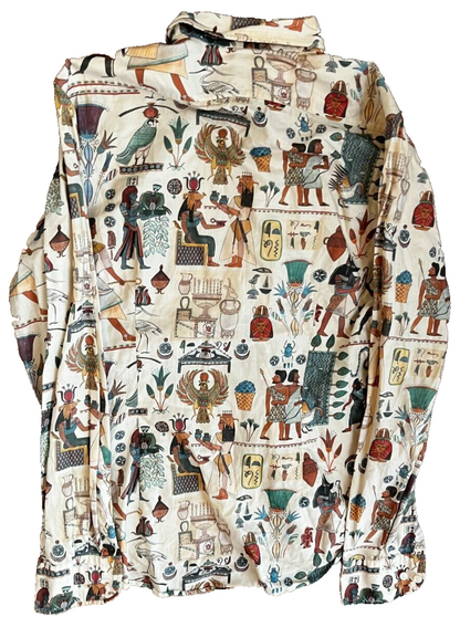 Eton Button Up Shirt Slim Fit Egypt Print Cotton Long Sleeve Size Men M