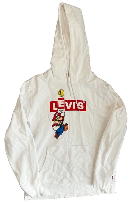 Levis Hoodie Mario Nintendo Sweater Sweatshirt Pullover White Size Men M
