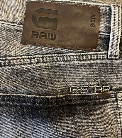 G Star Raw 3301 Jeans Straight Tapered Size Men 33x34 Blue Denim Pants Gray